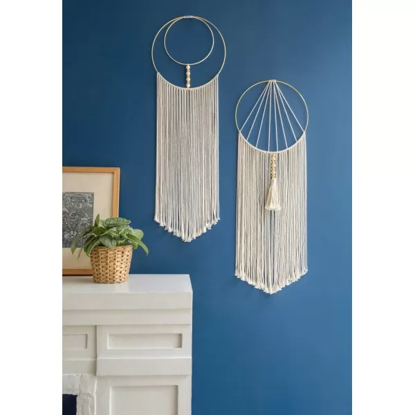 Mkono 2 Pcs Macrame Wall Hanging Woven Boho Wall Decor Art Chic Bohemian Home Decorations for Apartment Bedroom Living Room Dorm Nursery Room 12quot W x 36quot L MediumMedium
