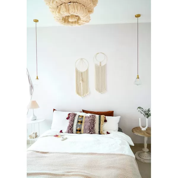 Mkono 2 Pcs Macrame Wall Hanging Woven Boho Wall Decor Art Chic Bohemian Home Decorations for Apartment Bedroom Living Room Dorm Nursery Room 12quot W x 36quot L MediumMedium