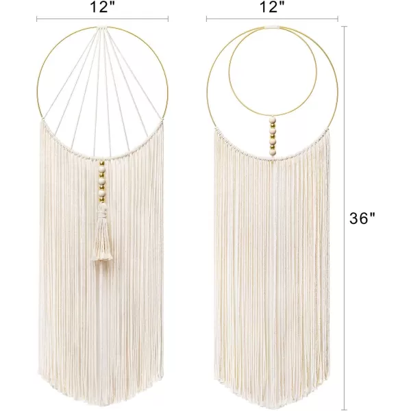 Mkono 2 Pcs Macrame Wall Hanging Woven Boho Wall Decor Art Chic Bohemian Home Decorations for Apartment Bedroom Living Room Dorm Nursery Room 12quot W x 36quot L MediumMedium