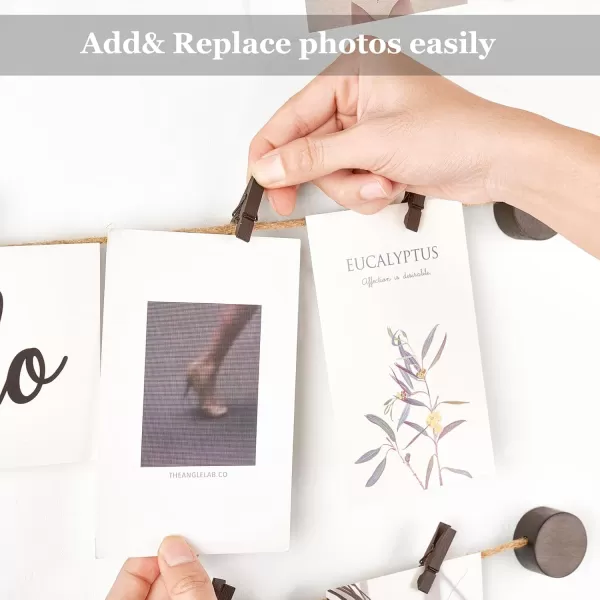 Mkono Hanging Photo Display Pictures Wall Decor 5 Jute Strings with 30 Clips Multi Pictures Cards Holder Teen Girl Room Wall Art for Bedroom Nursery Dorm Room Birthday Christmas Gift