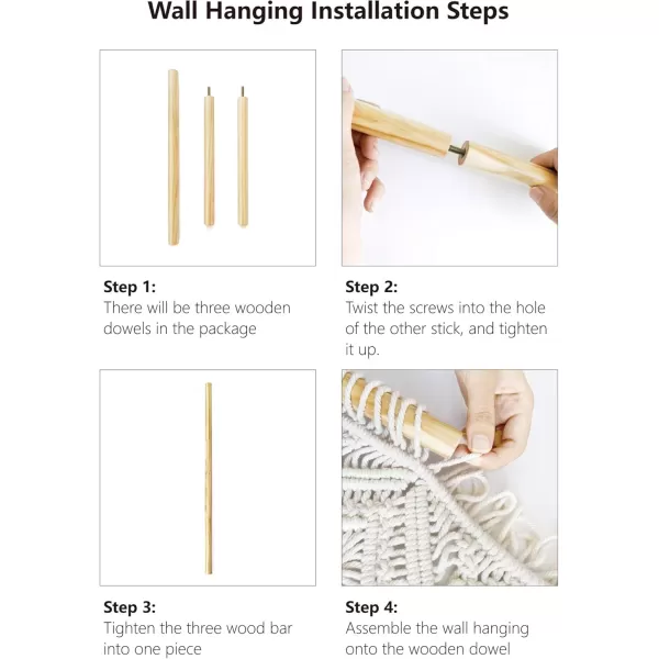 Mkono Large Macrame Wall Hanging Boho Decor Tapestry Wall Art Headboard Woven Decoration for Living Room Bedroom Dorm Background Ideal Gift Including Hanging Rod 31quot W x 33quot H