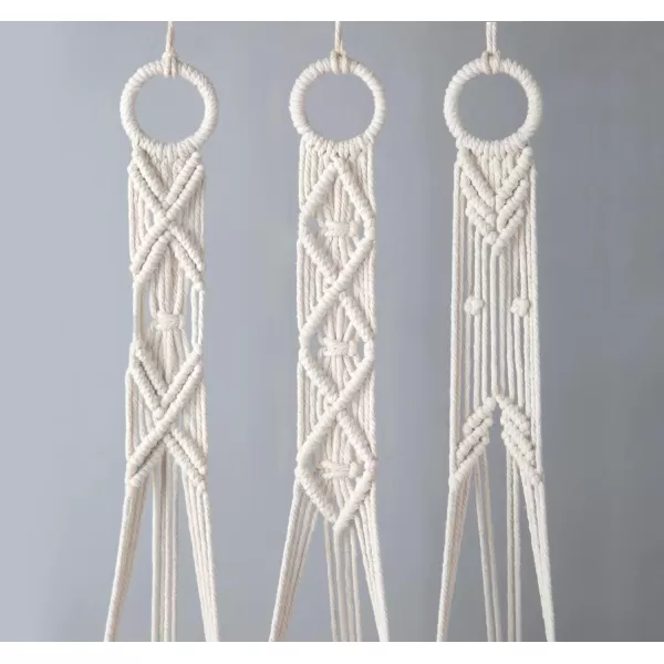 Mkono Macrame Plant Hangers Set of 3 Indoor Wall Hanging Planter Basket Flower Pot Holder Boho Home Decor 39 Inch Ivory
