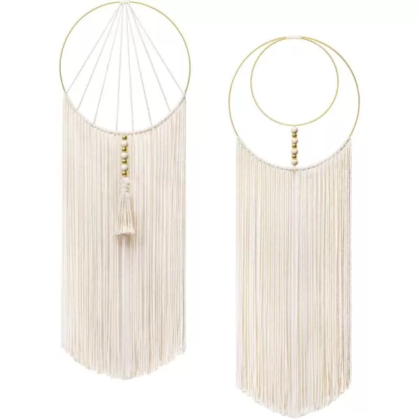 Mkono 2 Pcs Macrame Wall Hanging Woven Boho Wall Decor Art Chic Bohemian Home Decorations for Apartment Bedroom Living Room Dorm Nursery Room 12quot W x 36quot L MediumMedium