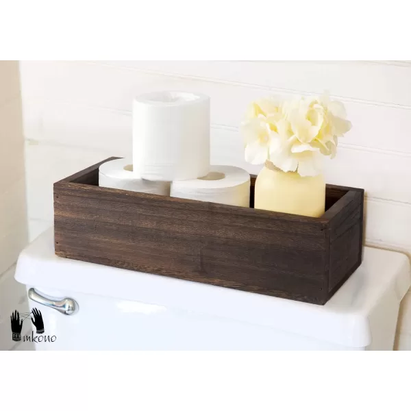 Mkono Bathroom Decor Box Toilet Paper Basket Wood Tank Topper Basket Holder with Mason Jar and Flower Bathroom Behind Toilet Top Storage Organizer Box Farmhouse Rustic Home Decor WhiteYellow