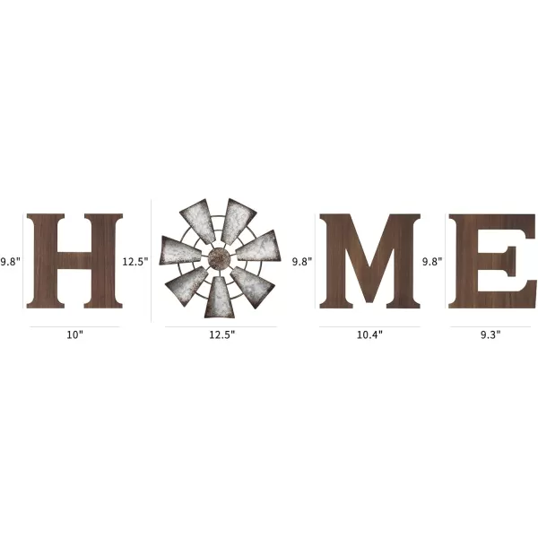 Mkono Farmhouse Wall Decor Wooden Home Sign with Metal Windmill for O Rustic Hanging Letters Decorative Wall Art Decor Signs for Living Room Kitchen Bedroom Entryway HouseBrown
