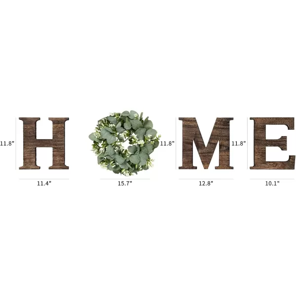 Mkono Farmhouse Wall Home Sign with Artificial Eucalyptus for O Rustic Wooden Hanging Letters Decorative Wall Art Decor for Living Room Kitchen Entryway Housewarming Gift BrownBrown