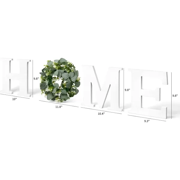 Mkono Farmhouse Wall Home Sign with Artificial Eucalyptus for O Rustic Wooden Hanging Letters Decorative Wall Art Decor for Living Room Kitchen Entryway Housewarming Gift BrownWhite