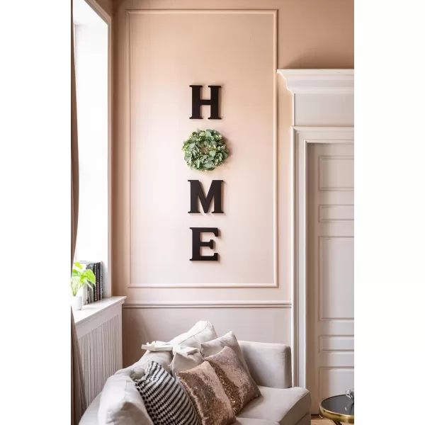 Mkono Farmhouse Wall Home Sign with Artificial Eucalyptus for O Rustic Wooden Hanging Letters Decorative Wall Art Decor for Living Room Kitchen Entryway Housewarming Gift BrownBlack