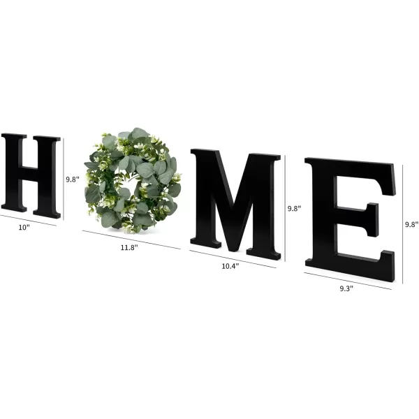Mkono Farmhouse Wall Home Sign with Artificial Eucalyptus for O Rustic Wooden Hanging Letters Decorative Wall Art Decor for Living Room Kitchen Entryway Housewarming Gift BrownBlack
