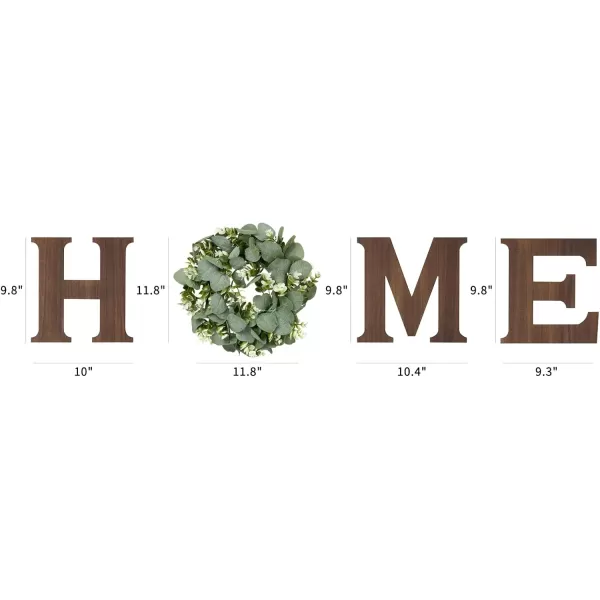 Mkono Farmhouse Wall Home Sign with Artificial Eucalyptus for O Rustic Wooden Hanging Letters Decorative Wall Art Decor for Living Room Kitchen Entryway Housewarming Gift BrownBrown