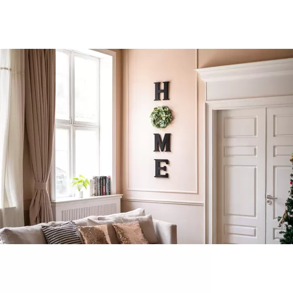 Mkono Farmhouse Wall Home Sign with Artificial Eucalyptus for O Rustic Wooden Hanging Letters Decorative Wall Art Decor for Living Room Kitchen Entryway Housewarming Gift BrownBlack