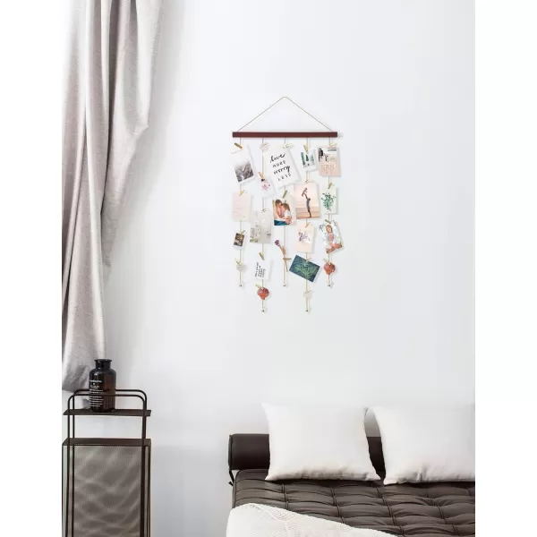 Mkono Hanging Photo Display Pictures Holders with 25 Wood Clips Teen Girl Room Decor Holiday Greeting Card Display Boho Gift for Christmas Home Office Nursery Bedroom Room Dorm 33quot L x 165quot W