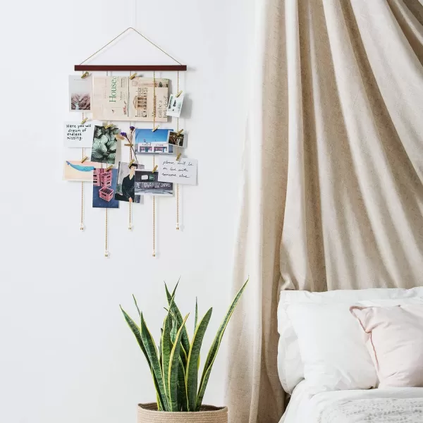 Mkono Hanging Photo Display Pictures Holders with 25 Wood Clips Teen Girl Room Decor Holiday Greeting Card Display Boho Gift for Christmas Home Office Nursery Bedroom Room Dorm 33quot L x 165quot W