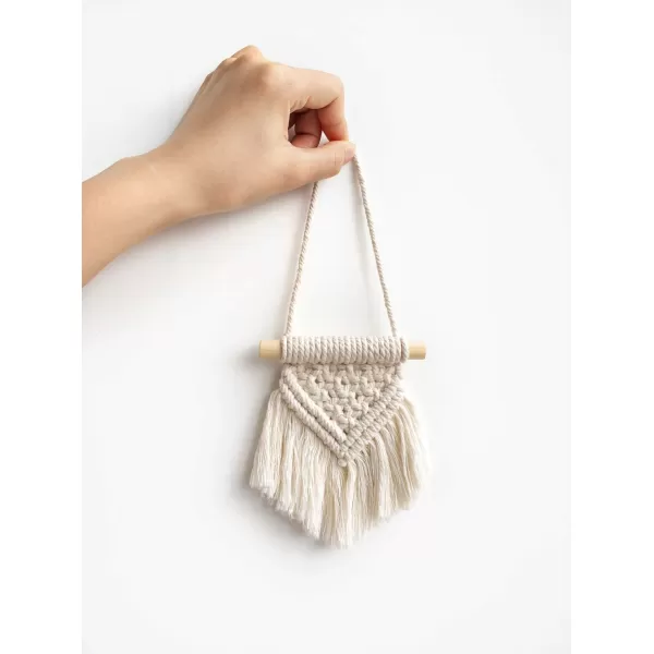 Mkono Mini Macrame Wall Hanging Set of 3 Cute Boho Christmas Tree Decoration Car Ornaments Woven Art Decor for Nursery Bathroom Bedroom Living Room Dorm Home Idea 35W x 4H XSmallXSmall