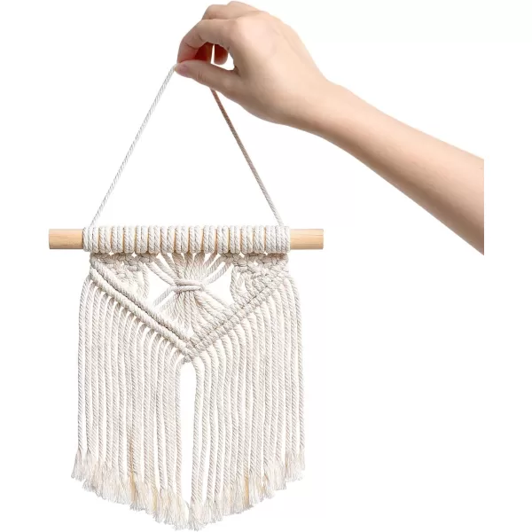 Mkono Mini Macrame Wall Hanging Set of 3 Cute Boho Christmas Tree Decoration Car Ornaments Woven Art Decor for Nursery Bathroom Bedroom Living Room Dorm Home Idea 35W x 4H XSmallSmall