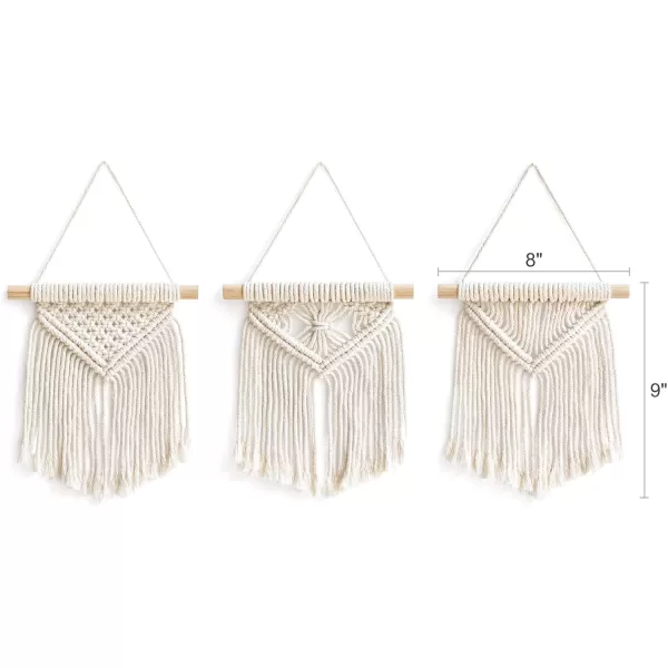 Mkono Mini Macrame Wall Hanging Set of 3 Cute Boho Christmas Tree Decoration Car Ornaments Woven Art Decor for Nursery Bathroom Bedroom Living Room Dorm Home Idea 35W x 4H XSmallSmall
