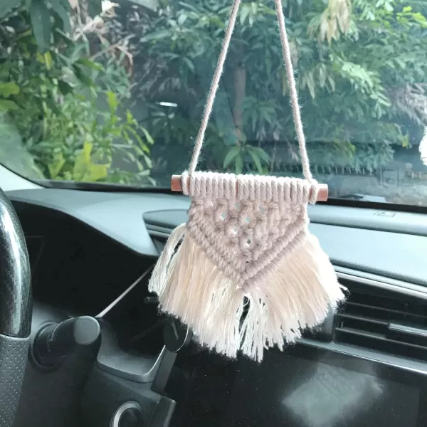 Mkono Mini Macrame Wall Hanging Set of 3 Cute Boho Christmas Tree Decoration Car Ornaments Woven Art Decor for Nursery Bathroom Bedroom Living Room Dorm Home Idea 35W x 4H XSmallXSmall
