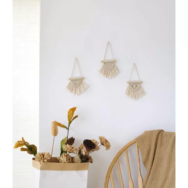 Mkono Mini Macrame Wall Hanging Set of 3 Cute Boho Christmas Tree Decoration Car Ornaments Woven Art Decor for Nursery Bathroom Bedroom Living Room Dorm Home Idea 35W x 4H XSmallXSmall