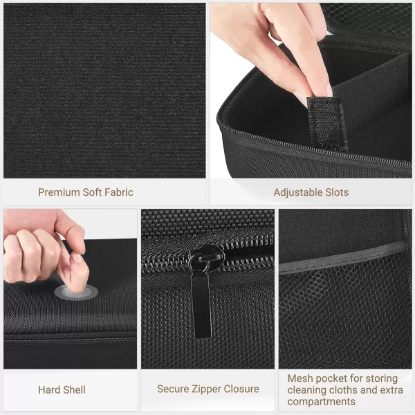 Mkono Travel Sunglasses Organizer Glasses Case Multiple Pairs with Adjustable SlotsBlack
