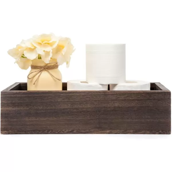 Mkono Bathroom Decor Box Toilet Paper Basket Wood Tank Topper Basket Holder with Mason Jar and Flower Bathroom Behind Toilet Top Storage Organizer Box Farmhouse Rustic Home Decor WhiteYellow
