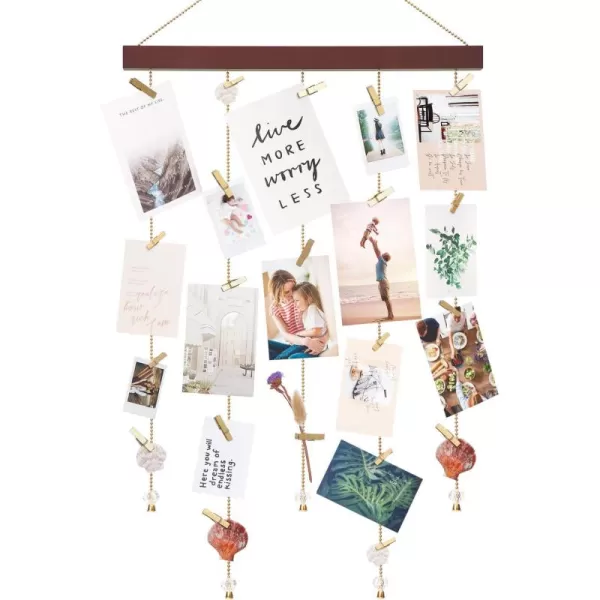 Mkono Hanging Photo Display Pictures Holders with 25 Wood Clips Teen Girl Room Decor Holiday Greeting Card Display Boho Gift for Christmas Home Office Nursery Bedroom Room Dorm 33quot L x 165quot W