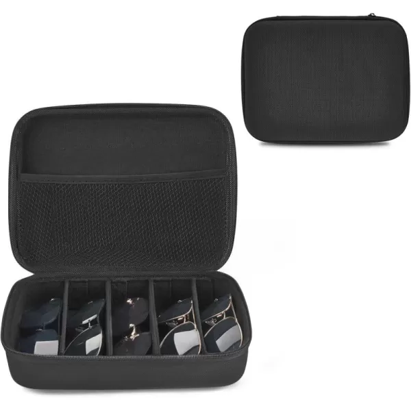 Mkono Travel Sunglasses Organizer Glasses Case Multiple Pairs with Adjustable SlotsBlack