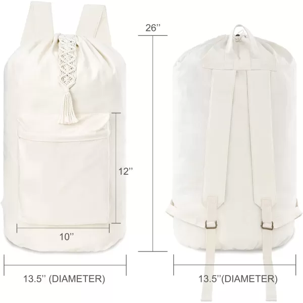 Mkono Backpack Laundry Bag with Shoulder Strap ampamp Drawstring Closure Laundry Bags with Macrame Tasse Boho Hanging Clothes for College Dorm Travel Laundromat Apartment