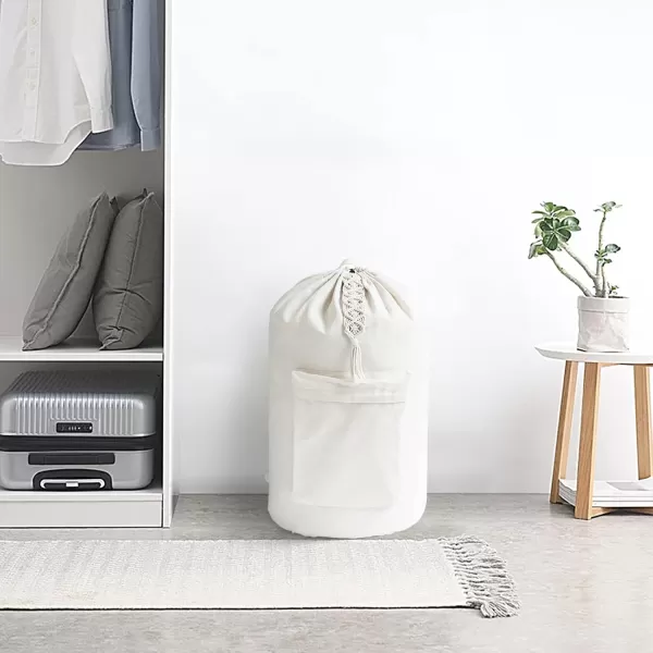 Mkono Backpack Laundry Bag with Shoulder Strap ampamp Drawstring Closure Laundry Bags with Macrame Tasse Boho Hanging Clothes for College Dorm Travel Laundromat Apartment