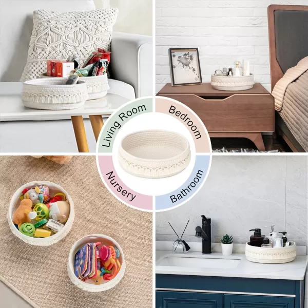 Mkono Makeup Perfume Holder Organizer Macrame Decorative Woven Rope Basket Boho Decor Cosmetics Desk Storage Baskets for Dresser Skin Care Lotions Essential Oils Dorm Room EssentialsCream