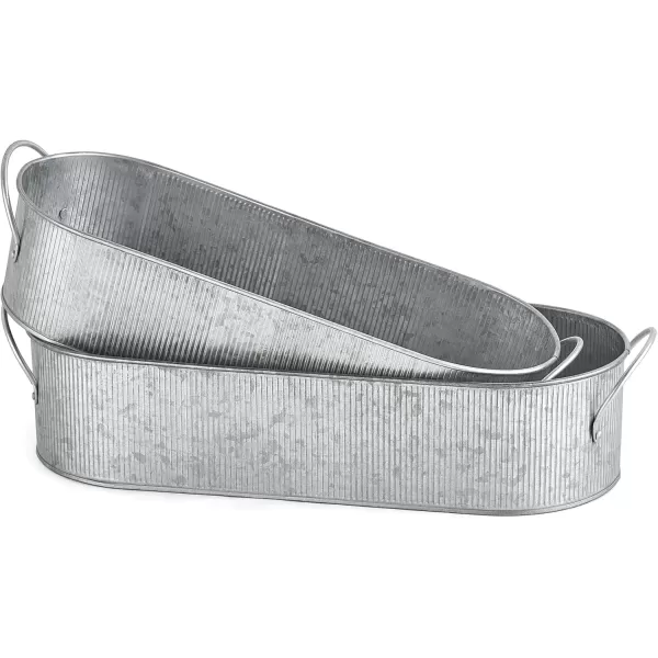 Mkono Metal Storage Basket for Toilet Tank Top Bathroom Decor Galvanized Tray with Handle for Shelves Farmhouse Toilet Paper Holder Organizing Bin Box for Countertop Living Room Set of 2 Silver