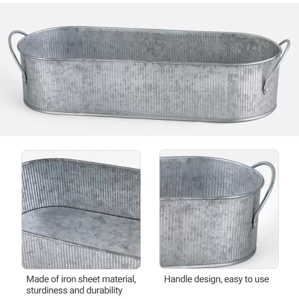 Mkono Metal Storage Basket for Toilet Tank Top Bathroom Decor Galvanized Tray with Handle for Shelves Farmhouse Toilet Paper Holder Organizing Bin Box for Countertop Living Room Set of 2 Silver