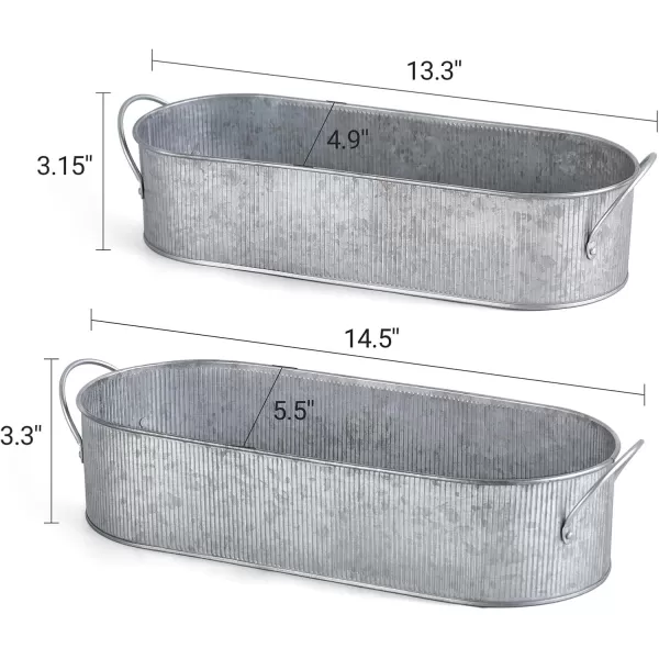 Mkono Metal Storage Basket for Toilet Tank Top Bathroom Decor Galvanized Tray with Handle for Shelves Farmhouse Toilet Paper Holder Organizing Bin Box for Countertop Living Room Set of 2 Silver