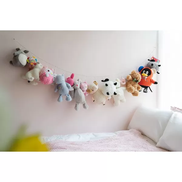 Mkono Metal Stuffed Animal Storage Chain 20 Clips Organizer Hanger for Kids Toy Display Holder for Nursery Play Room 76 inches White