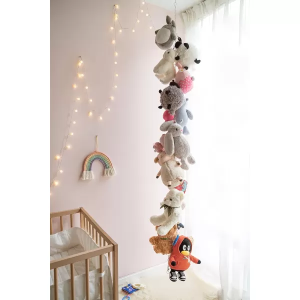 Mkono Metal Stuffed Animal Storage Chain 20 Clips Organizer Hanger for Kids Toy Display Holder for Nursery Play Room 76 inches White
