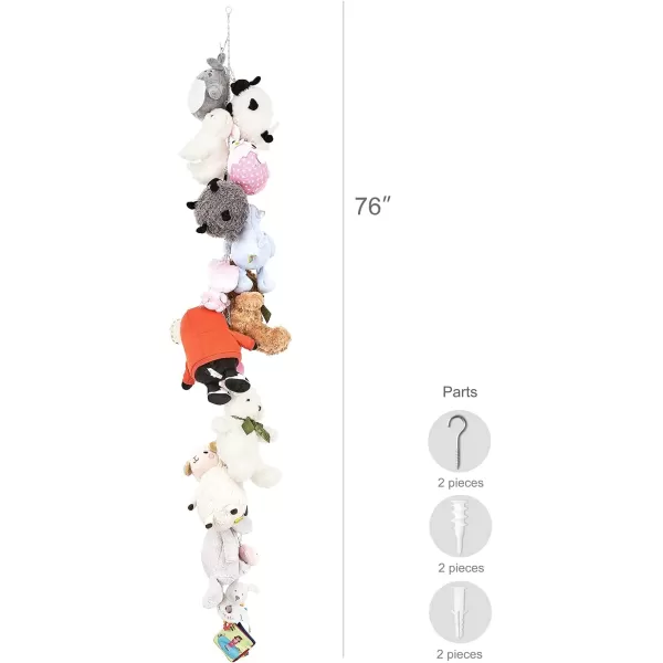 Mkono Metal Stuffed Animal Storage Chain 20 Clips Organizer Hanger for Kids Toy Display Holder for Nursery Play Room 76 inches White