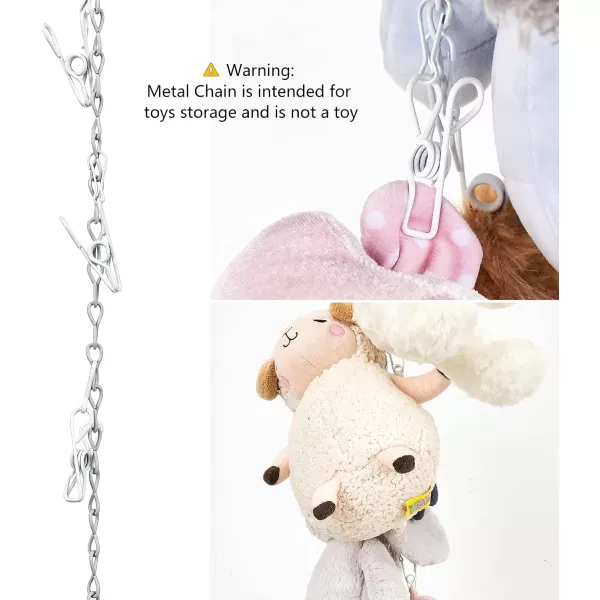 Mkono Metal Stuffed Animal Storage Chain 20 Clips Organizer Hanger for Kids Toy Display Holder for Nursery Play Room 76 inches White