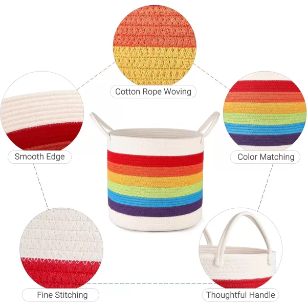 Mkono Rainbow Cotton Rope Woven Decorative Storage Basket Baby Nursery Decor Toy Storage Laundry Hamper Baskets for Bedroom Classroom Playroom Kids Room138 x 15