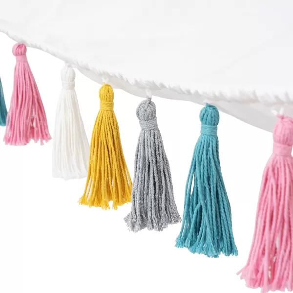 Mkono Stuffed Animal Toys Hammock Boho Hanging Stuff Animals Storage Organizer with Decorative Tassels Corner Large Capability Toy Net Holder for Nursery Playroom Kids Room Bedroom 2 Pieces Small