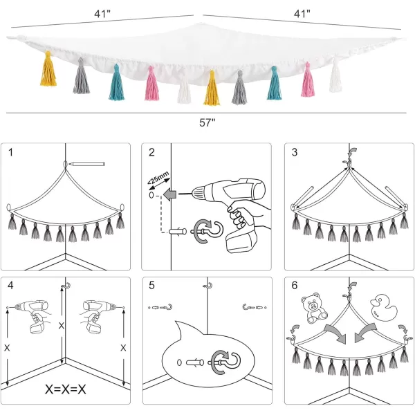 Mkono Stuffed Animal Toys Hammock Boho Hanging Stuff Animals Storage Organizer with Decorative Tassels Corner Large Capability Toy Net Holder for Nursery Playroom Kids Room Bedroom 2 Pieces Small
