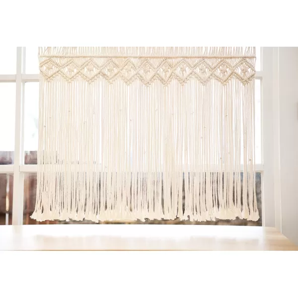 Mkono Wide Macrame Valance 35quot W x 26quot H Short Window Treatments Panels Curtain Valance Woven Boho Wall Hanging Home Decor for Kitchen Bathroom Bedroom Living Room Apartment Dorm