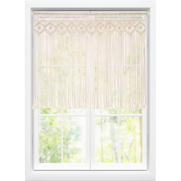 Mkono Wide Macrame Valance 35quot W x 26quot H Short Window Treatments Panels Curtain Valance Woven Boho Wall Hanging Home Decor for Kitchen Bathroom Bedroom Living Room Apartment Dorm
