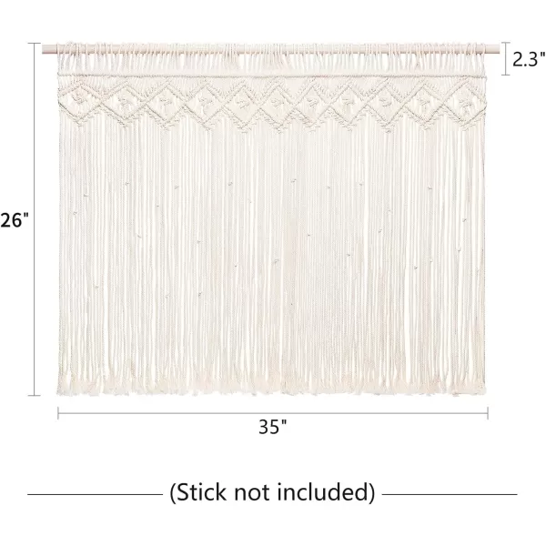 Mkono Wide Macrame Valance 35quot W x 26quot H Short Window Treatments Panels Curtain Valance Woven Boho Wall Hanging Home Decor for Kitchen Bathroom Bedroom Living Room Apartment Dorm