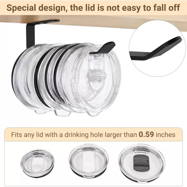 Mkono 2 Pack Tumbler Lid Organizers Inside Cabinet Tumbler Lid Holder for Cup Water Bottle Space Saving SelfAdhesive or Drilling Tumbler Lid Hooks for Under Cabinet Kitchen Organization and Storage