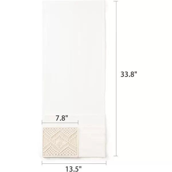 Mkono Couch Bedside Caddy Boho Remote Control Holder Macrame Armrest Storage Sofa Organizer with 4 Pockets for Magazine Books Tablet Sunglasses Cell Phone IPad Home Dorm Room Decor Ivory