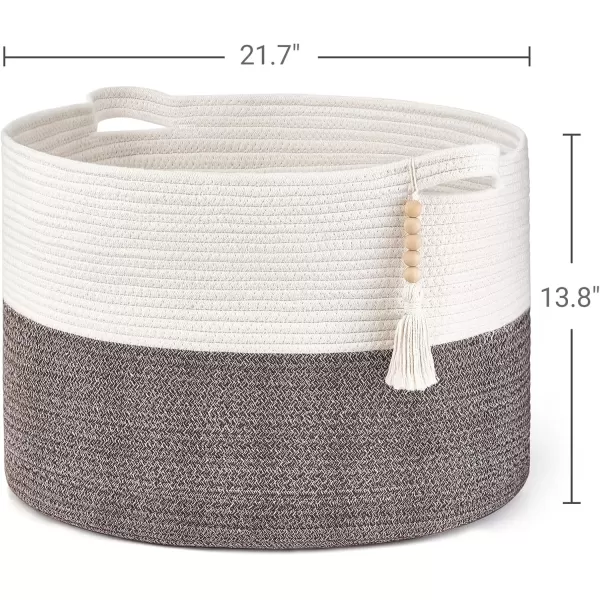 Mkono Extra Large Laundry Basket Woven Cotton Rope Storage Baskets for Blankets Toys Clothes Organizer Decorative Clothes Hamper with Handle 217quot x 138quot