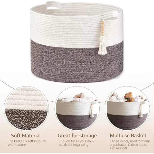 Mkono Extra Large Laundry Basket Woven Cotton Rope Storage Baskets for Blankets Toys Clothes Organizer Decorative Clothes Hamper with Handle 217quot x 138quot