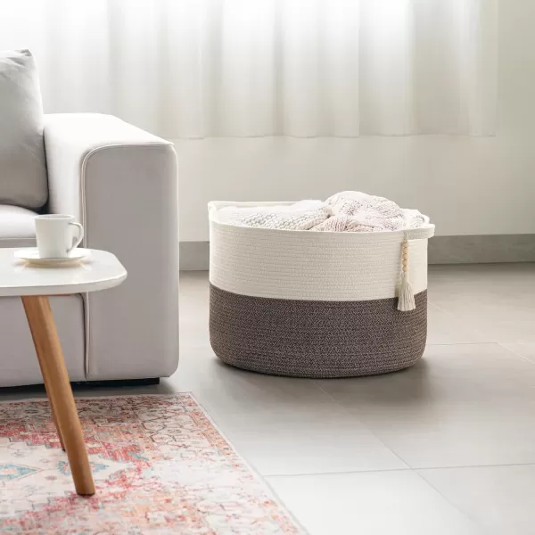 Mkono Extra Large Laundry Basket Woven Cotton Rope Storage Baskets for Blankets Toys Clothes Organizer Decorative Clothes Hamper with Handle 217quot x 138quot