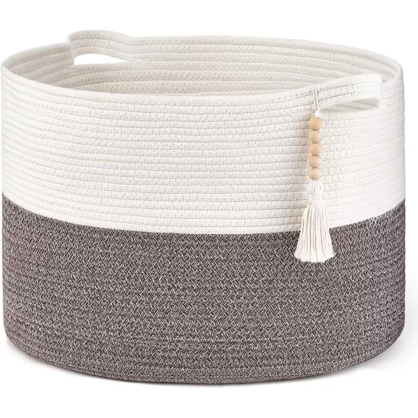 Mkono Extra Large Laundry Basket Woven Cotton Rope Storage Baskets for Blankets Toys Clothes Organizer Decorative Clothes Hamper with Handle 217quot x 138quot