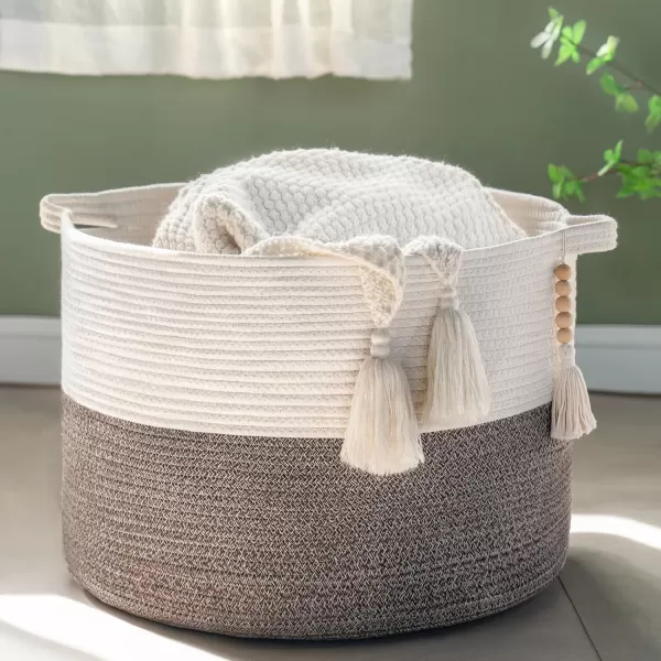 Mkono Extra Large Laundry Basket Woven Cotton Rope Storage Baskets for Blankets Toys Clothes Organizer Decorative Clothes Hamper with Handle 217quot x 138quot