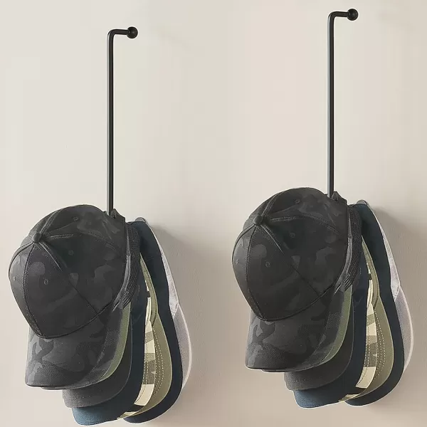 Mkono Hat Rack for Wall Baseball Cap Organizer Set of 2 Metal Hat Organizer Holds 24 Caps Space Saving Hat Hook for Wall Closet AntiSlip Hat Storage Holder for Bedroom Organization